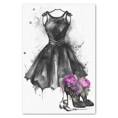 Goth Fashion  Black Dress and High Heels Abstract Tissue Paper