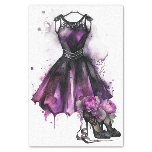 Goth Fashion  Purple Dress with High Heels Splat Tissue Paper