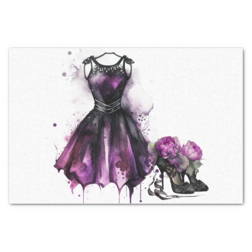 Goth Fashion  Purple Dress with High Heels Splat Tissue Paper