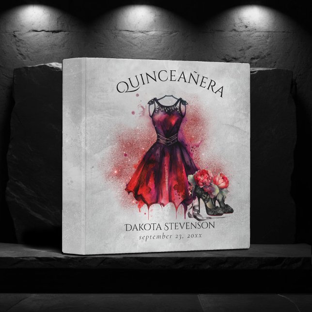 Goth Fashion | Red Dress with High Heels Abstract 3 Ring Binder (Creator Uploaded)