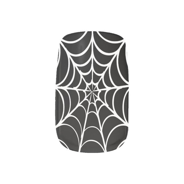 Goth Fashion Spiderweb Minx Nail Art (Left Thumb)
