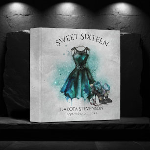 Goth Fashion Teal Dress with High Heels Album 3 Ring Binder