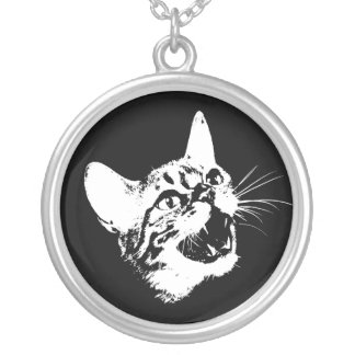 Goth Feral Halloween Kitty Cat Sterling Necklace