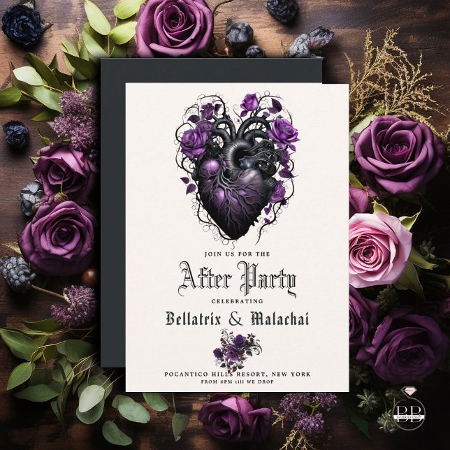 Goth Floral Heart Deep Amethyst Purple After Party Enclosure Card (Creator Uploaded)