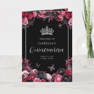 Goth Floral Quinceanera Padrinos Event Program