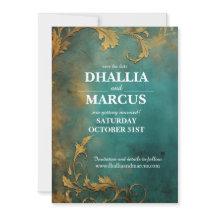 Goth Floral Teal And Gold