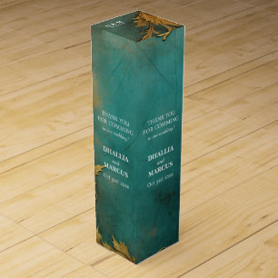 Goth Floral Teal And Gold Wine Box