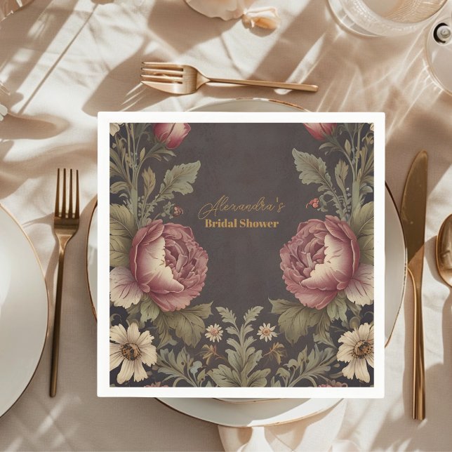 Goth Floral Victorian Bridal Shower Napkins (Creator Uploaded)