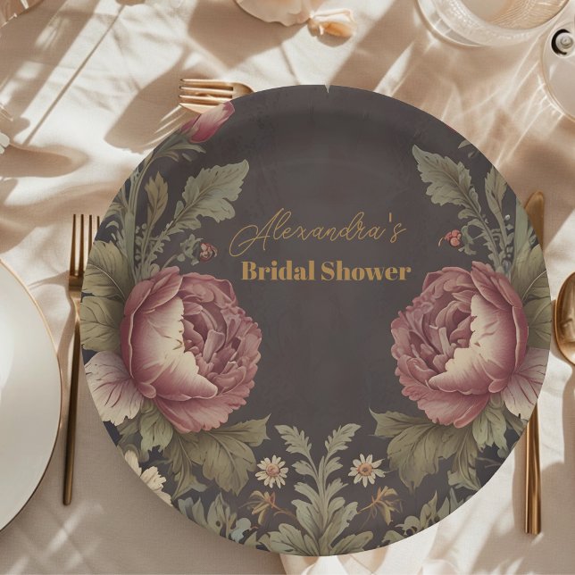 Goth Floral Victorian Bridal Shower Paper Plates (Creator Uploaded)