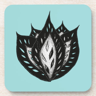 Goth flower abstract tattoo design beverage coaster