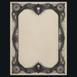 Goth Frame with Skulls Letterhead<br><div class="desc">An intricate black frame with skulls at the top and bottom centers,  on an aged parchment background creates the perfect Goth stationery.  Very beautiful and dark.</div>