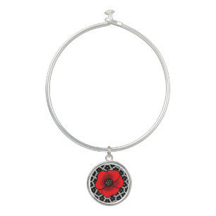 Goth Garden Poppy Floral Bangle Bracelet