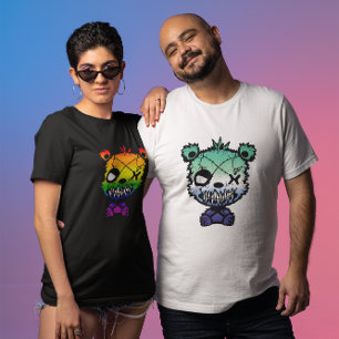 Goth Gay MLM Pride Flag Colored Bear T-Shirt