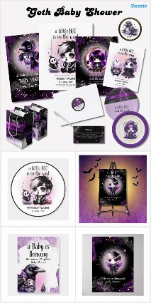 Goth Girl Baby Shower Purple Black Gold
