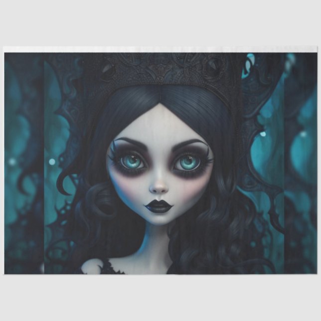 Goth Girl Big Eyes Decoupage Paper  (Front)