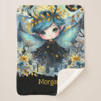 Goth Girl Custom Decor Gift Kawaii Chibi Sherpa Blanket