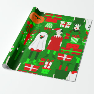 goth girl halloween christmas ghost wrapping paper