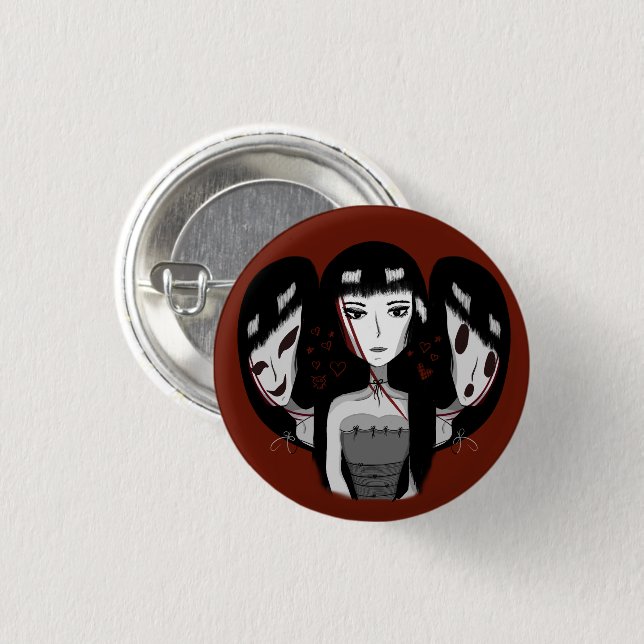 Goth Girl & Her Multiple Personalities  Button (Front & Back)