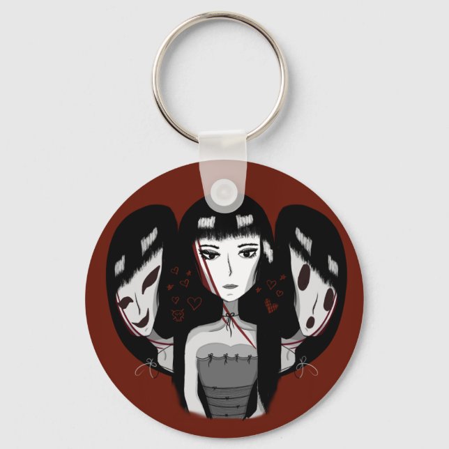 Goth Girl & Her Multiple Personalities  Keychain (Front)