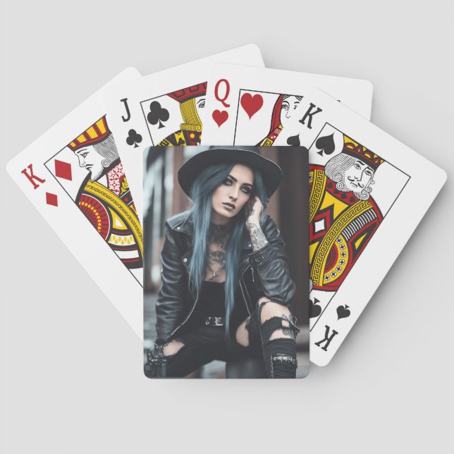 Goth Girl in Deep Thought Poker Cards (Back)
