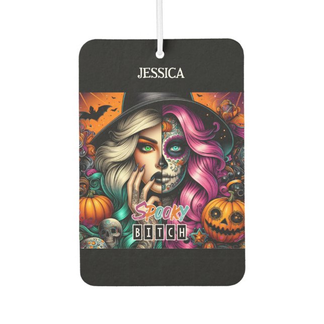 Goth Girl Personalized Name Halloween  Air Freshener (Front)
