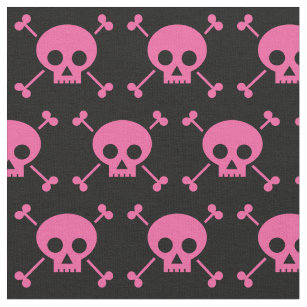 Goth Girl Pink Black Skulls Pattern Cool Fabric