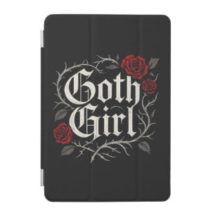 Goth Girl Red Rose Floral Black Gothic iPad Mini Cover
