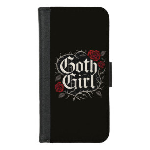 Goth Girl Red Rose Floral Vine Black Gothic iPhone 8/7 Wallet Case
