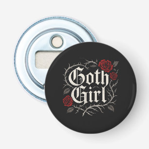 Goth Girl Red Rose Thorns Typography Floral Gothic Bottle Opener