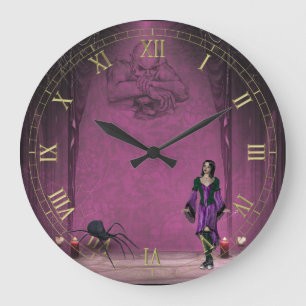 Goth Girl with Spider Wall Clock