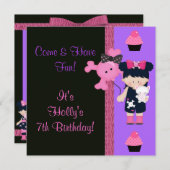 Goth Girlie Cupcake Birthday Invitation (Front/Back)