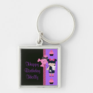 Goth Girlie Cupcake Birthday Keychain