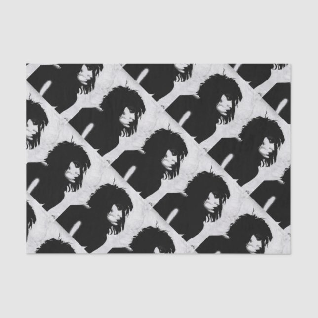 Goth Goddess Portrait Original Art Black White Tissue Paper (Front)