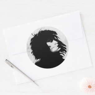 Goth Goddess Woman Portrait Iconic Fashion Art Classic Round Sticker