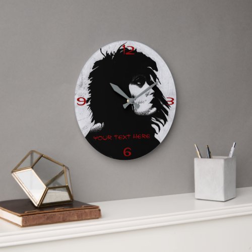 Goth Goddess Woman Portrait Iconic Fashion Art Large Clock