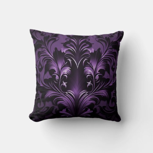 Goth Gothic Design Black  Purple Throw Pillow