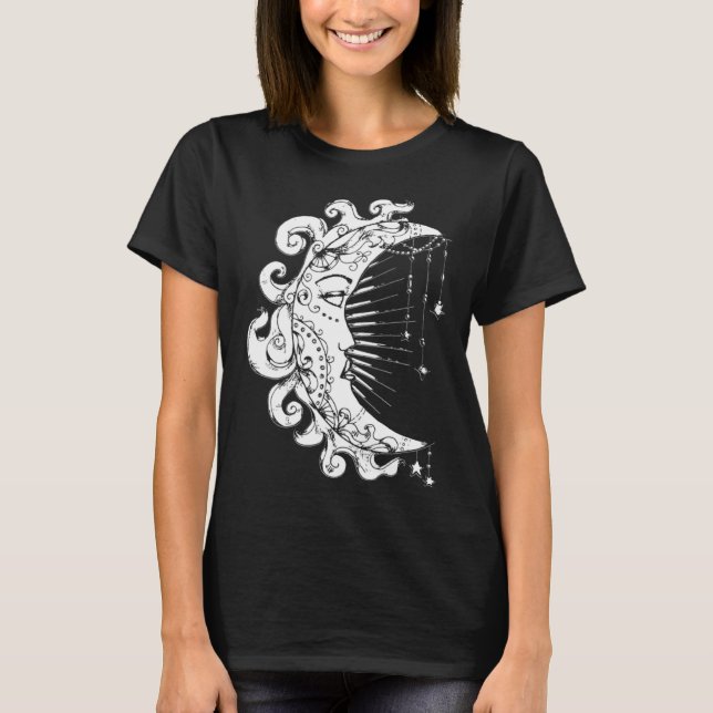 Goth Gothic Horror Occult Emo Aesthetics Moon Spir T-Shirt (Front)