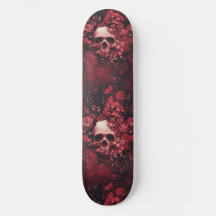 Goth Gothic Skull and Roses Macabre Skateboard