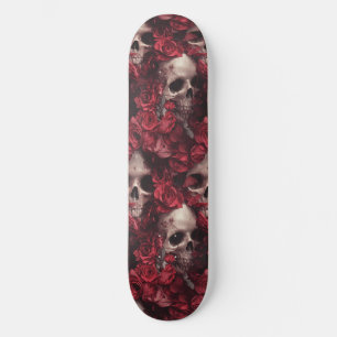 Goth Gothic Skull and Roses Macabre Skateboard