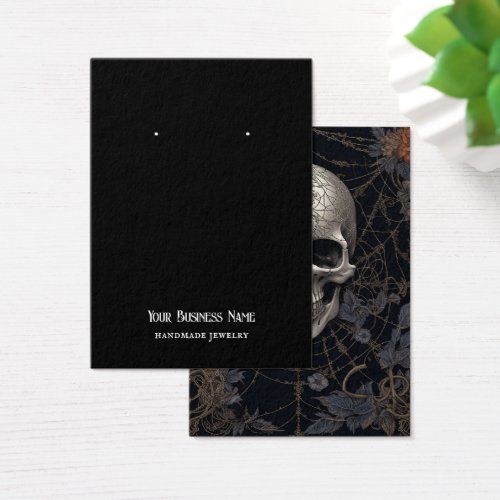 Goth Gothic Skull Spiderweb Earring Display Card