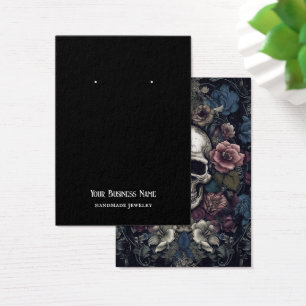 Goth Gothic Skulls Flowers Earring Display Card