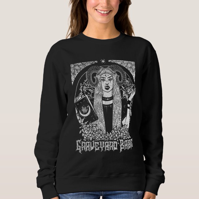 Goth Gothic Witchcraft Occult Graveyard Babe Tarot Sweatshirt (Front)