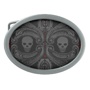 Goth Gray Ornament with Skull Belt Buckle