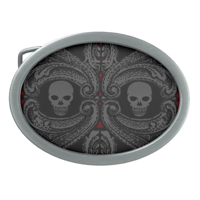 Goth Gray Ornament with Skull Belt Buckle (Front)