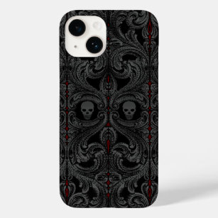 Goth Gray Ornament with Skull Case-Mate iPhone 14 Case