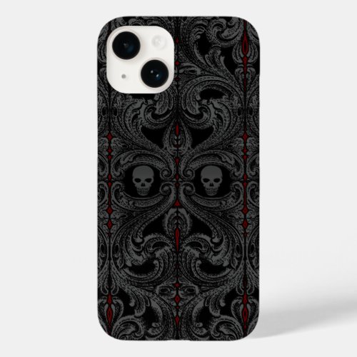 Goth Gray Ornament with Skull Case_Mate iPhone 14 Case