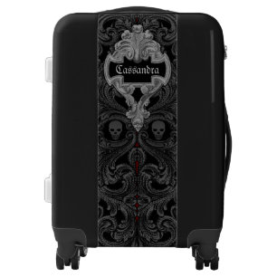 Goth Gray Ornament with Skull Personalized Luggage