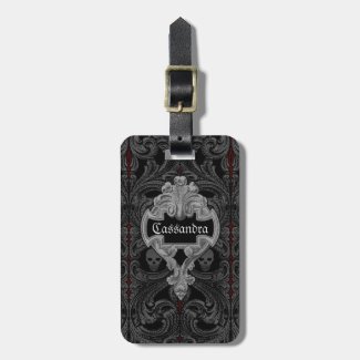 Goth Gray Ornament with Skull Personalized Luggage Tag