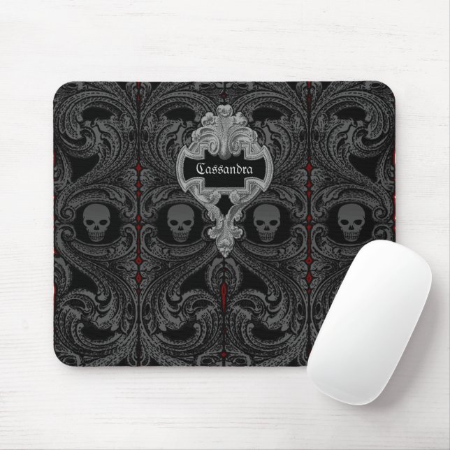 Goth Gray Ornament with Skull Personalized  Mouse Pad (With Mouse)