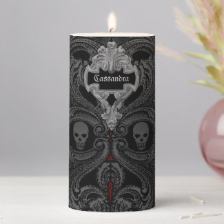 Goth Gray Ornament with Skull Personalized